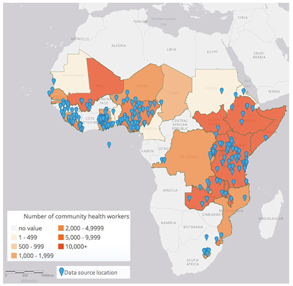 Visual Representation of CHW Density in Sub-Saharan Africa
