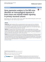 Gene expression analysis in Fmr1KO mice identifies an immunological signature in brain tissue and mGluR5-related signaling in primary neuronal cultures