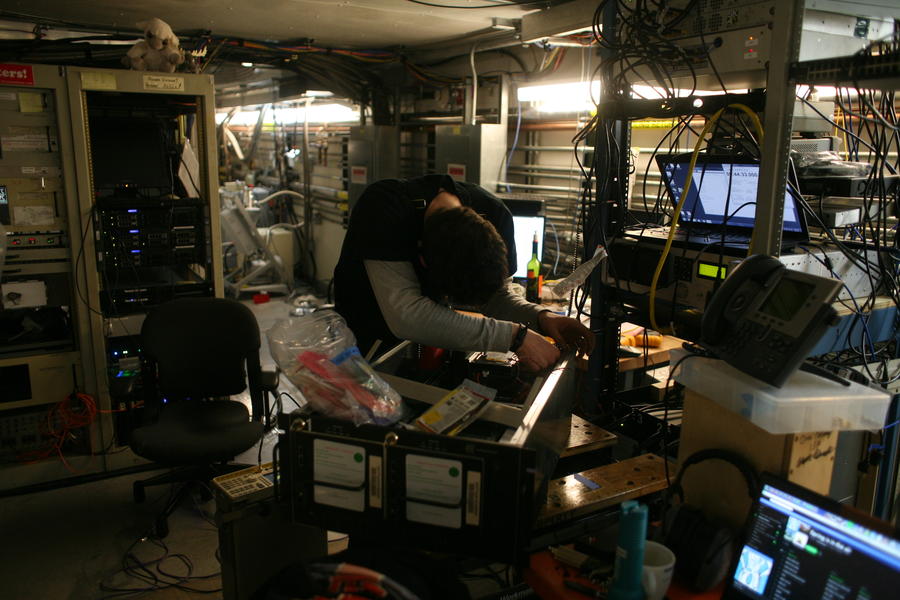 Daniel repairing one of the South Pole Telescope's EHT Mark 6 data recorders.
