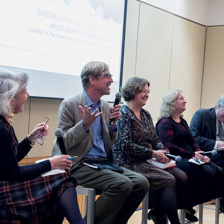 Image of panel speaking at launch of Daedalus journal special issue