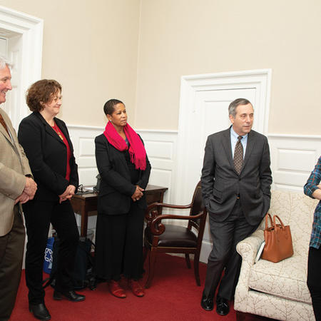 Image of Nadia Murad meeting Harvard leadership