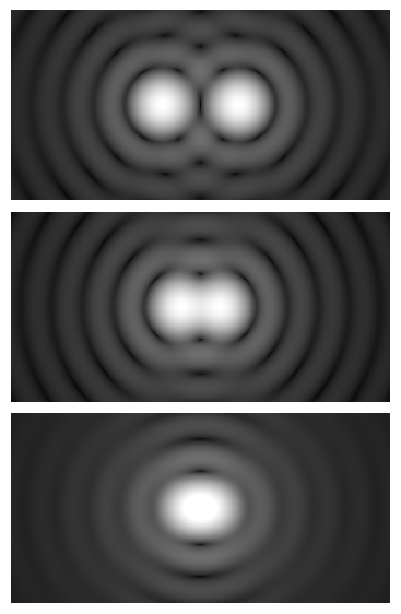 Graphic showing three images from highest to lowest angular resolution