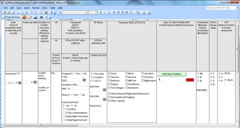 Screenshot of an Electronic Form in OpenMRS, ISS Clinic
