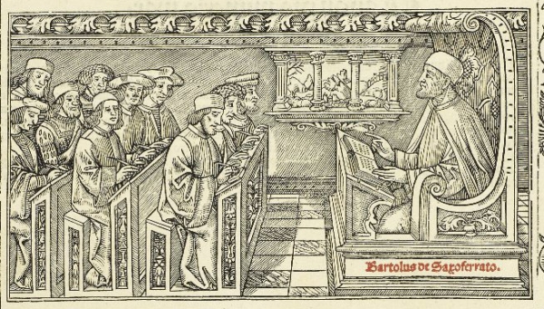 Bartolus teaching students, image from 1523