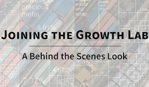 Faded multicolor rectangle with text 'Joining the Growth Lab: A Behind the Scenes Look'