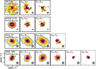 Velocity-integrated emission maps for disks with multiple H2CO detections.
