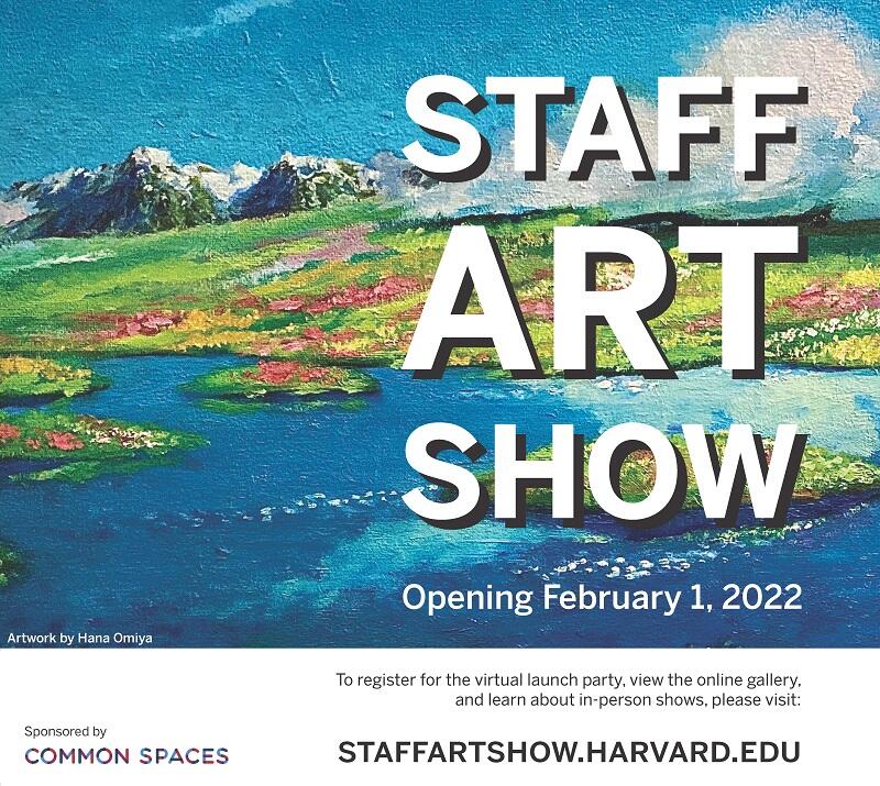STAFF ART SHOW 2022 LAUNCHES ON FEBRUARY 1ST. / One cumulus cloud touching sloping hills reflected in a stream. Artwork by Hana Omiya.