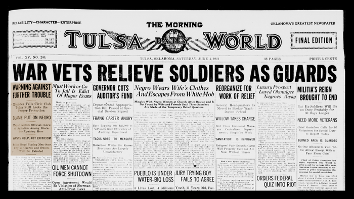 Front page of the Tulsa Daily World on June 4, 1921
