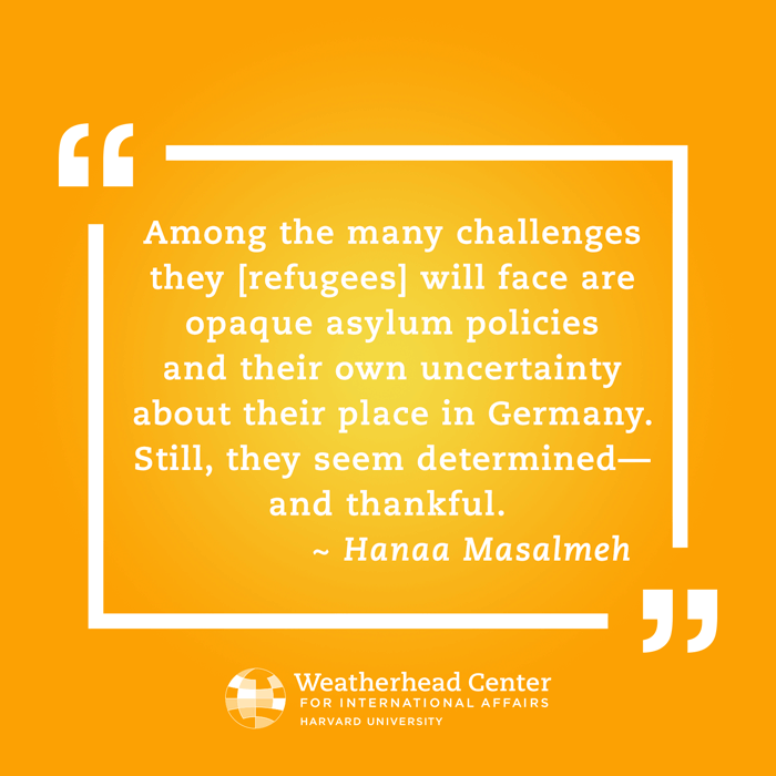 Quotation from Masalmeh on refugee challenges