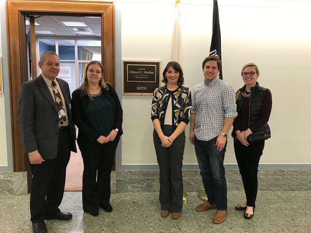 Left to right: Russell Woods, PhD, Juliet Moncaster, Chair of the ARVO Advocacy and Outreach Committee, Magali Saint-Geniez, PhD, Jeremy D’Aloisio and Nikki Hurt, legislative assistants to Senator Edward Markey