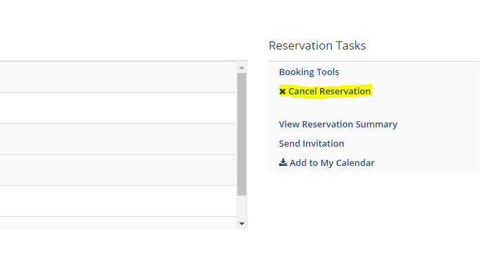 Cancel Reservation screenshot