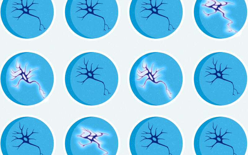 Illustration of neurons in a lab dish.