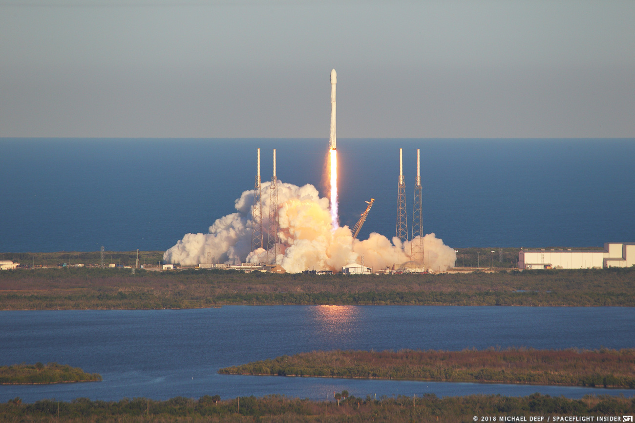 Image of TESS about to launch, Photo Credit: Michael Deep / SpaceFlight Insider