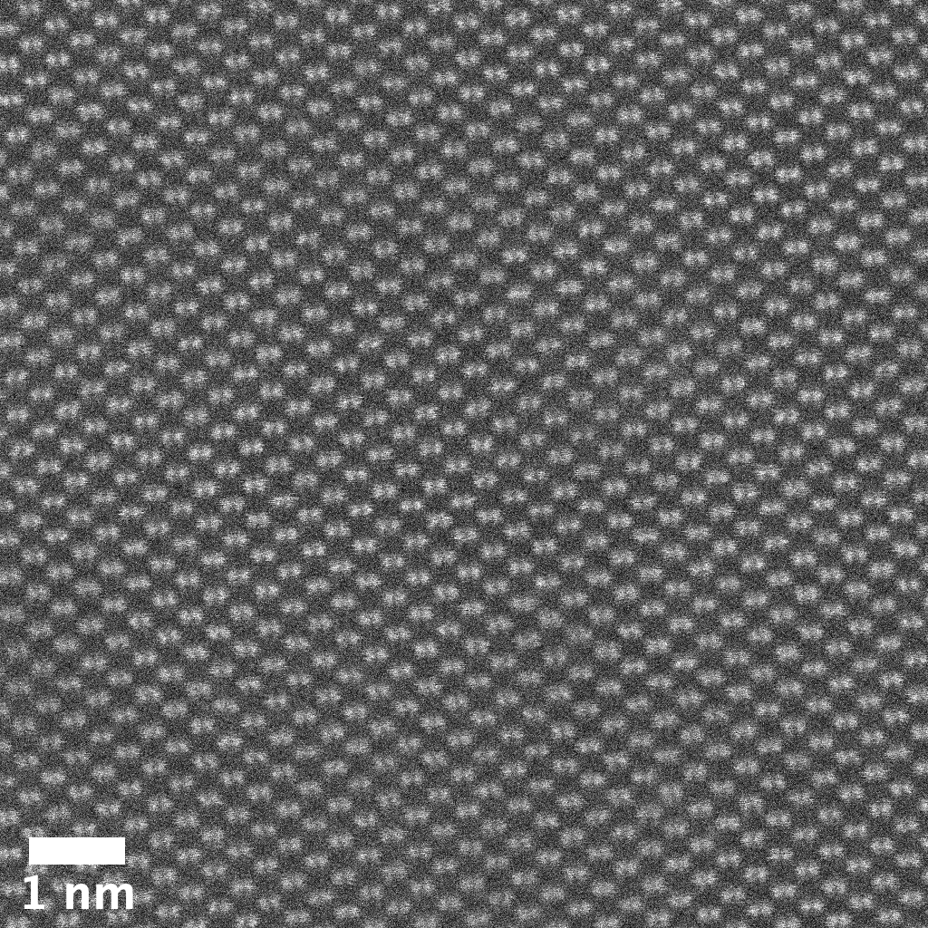Darkfield STEM image of silicon atoms