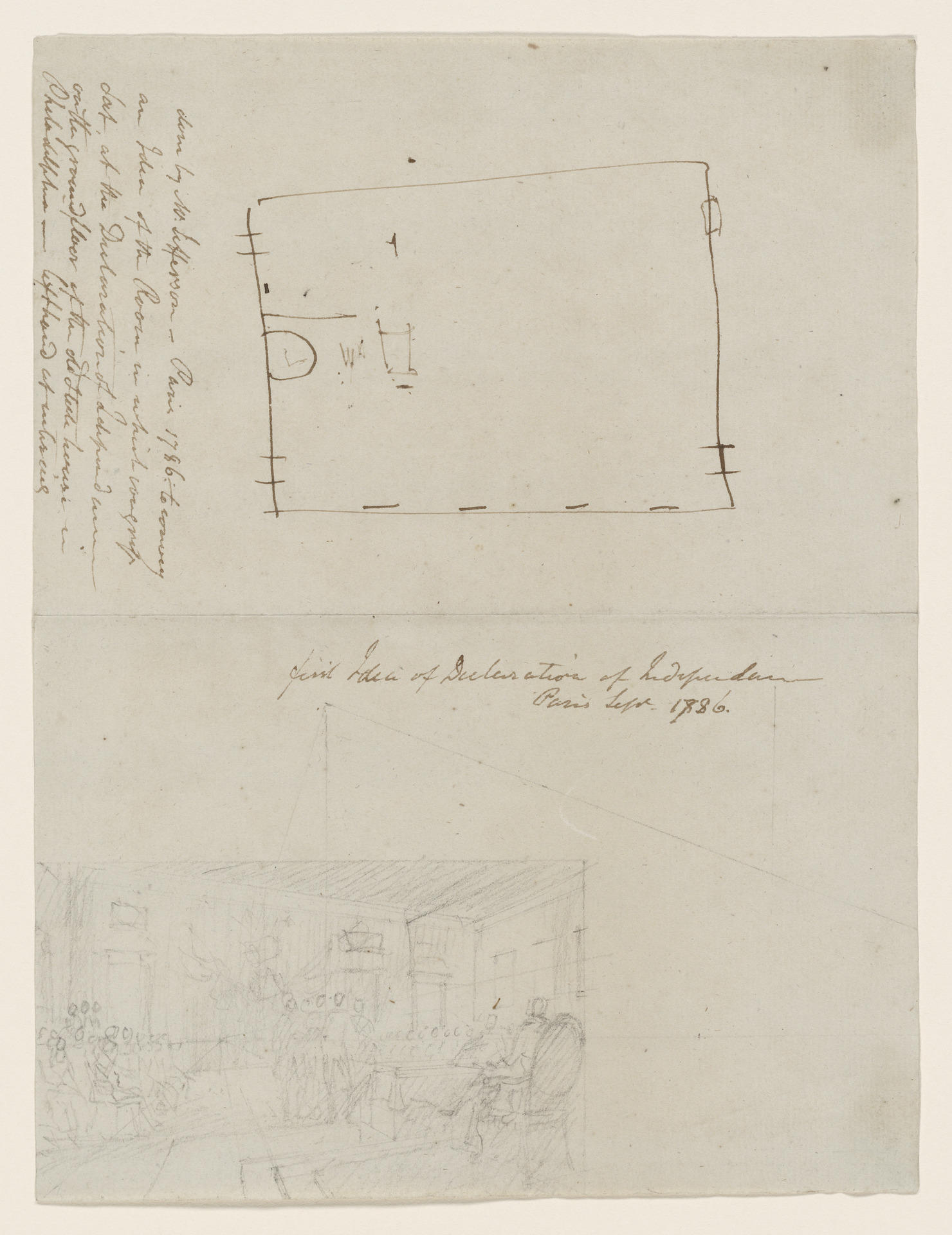 Preliminary Sketch of Declaration of Independence, John Trumbull and Thomas Jefferson