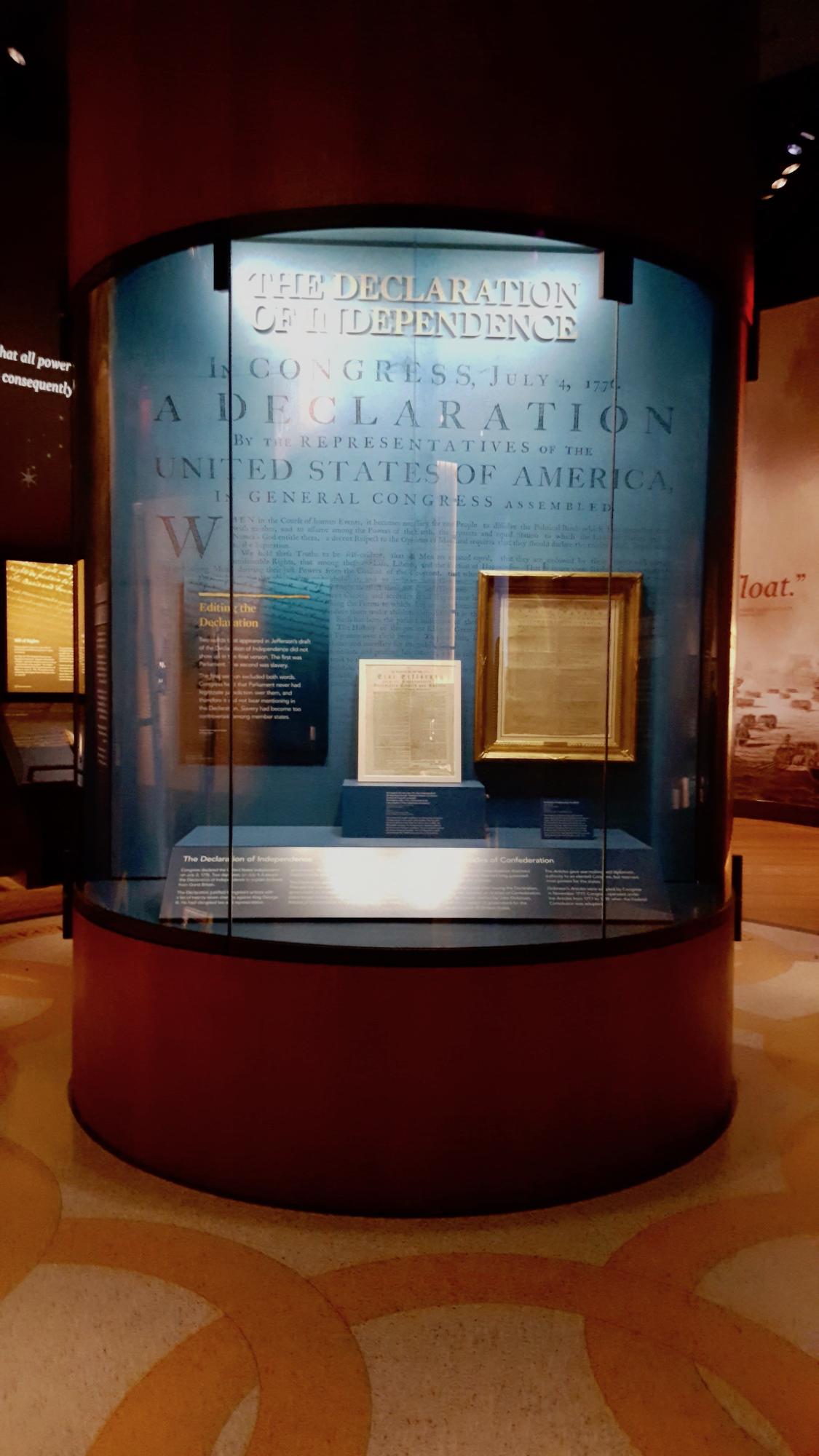 Declaration of Independence Case at the Museum of the American Revolution