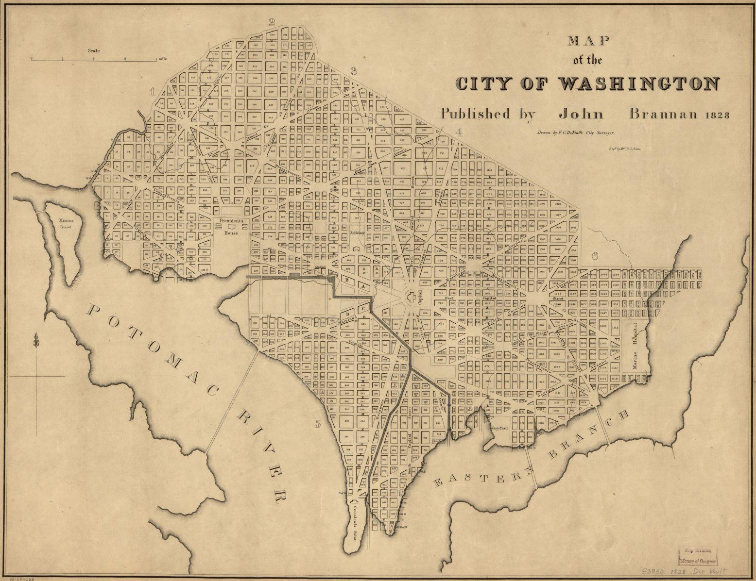 Map of the City of Washington, 1828