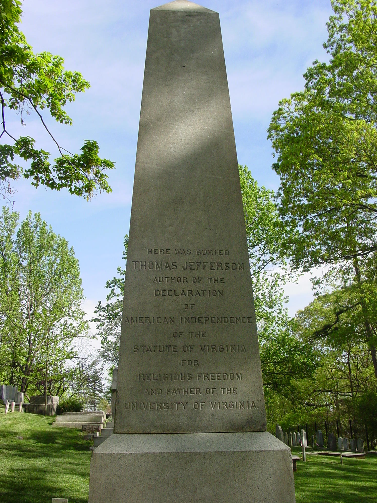 Marker for Thomas Jefferson's Grave