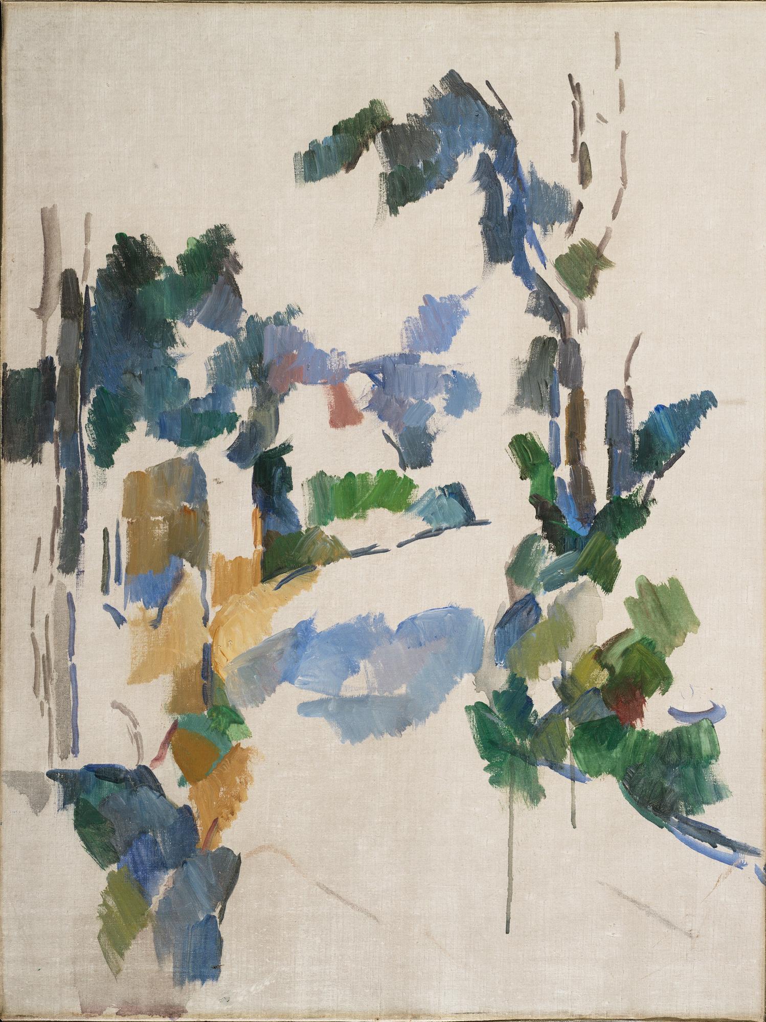 Paul Cezanne, unfinished painting of trees