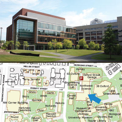 A dual image with a photo of the Northwest building on top and a map of the location below.