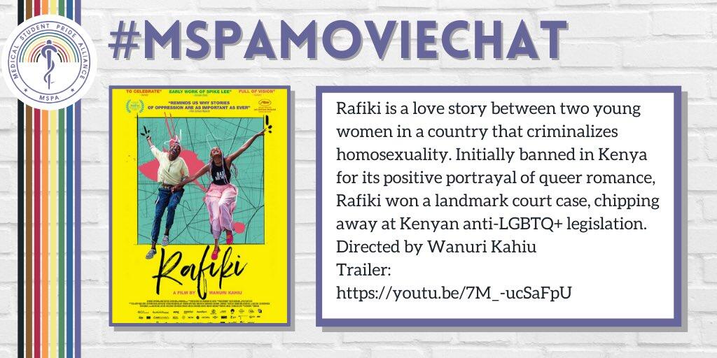 Photo of movie poster for Rafiki. Text provides information about event. Text is transcribed below.