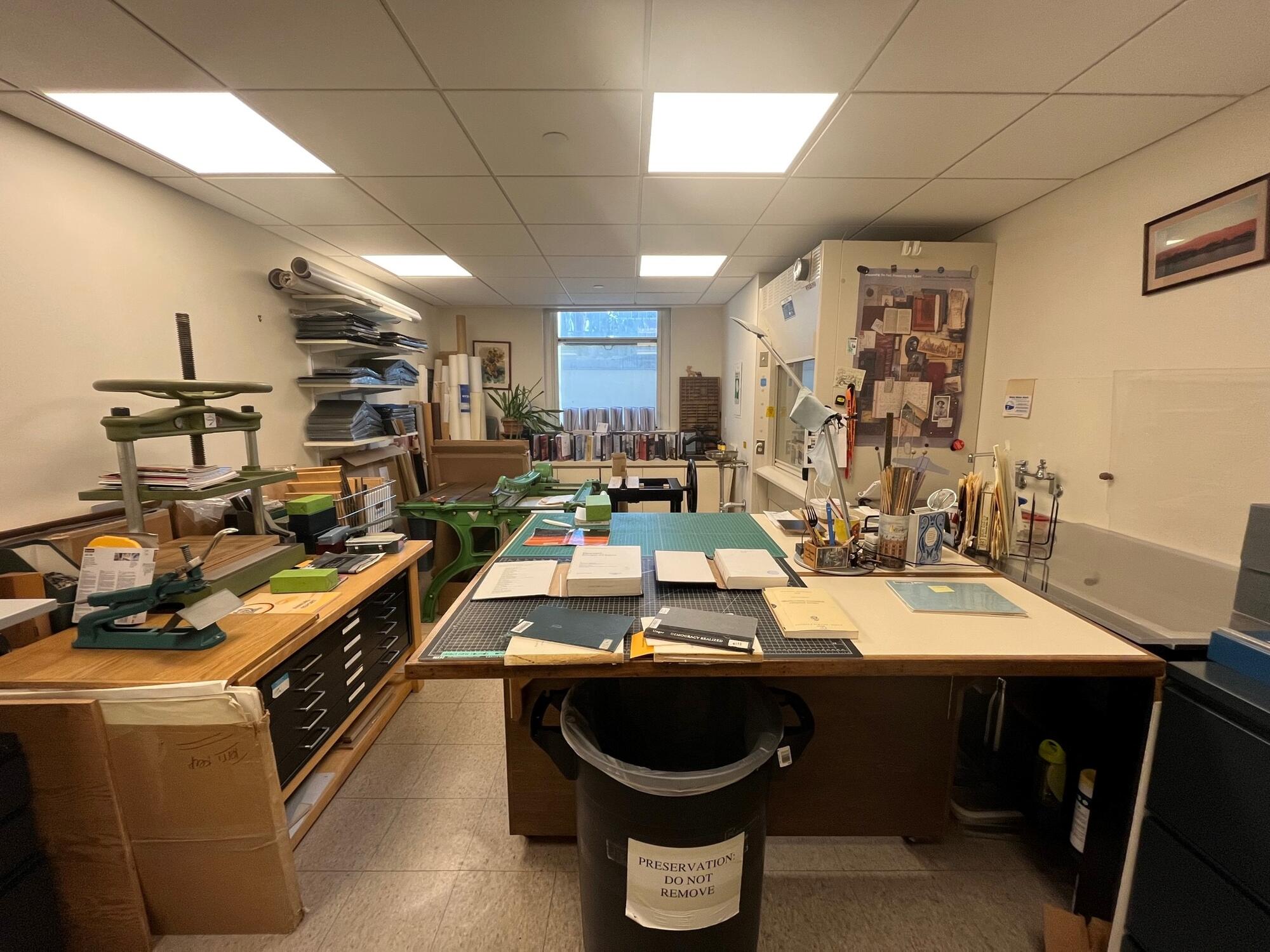 A view of a small conservation lab. 