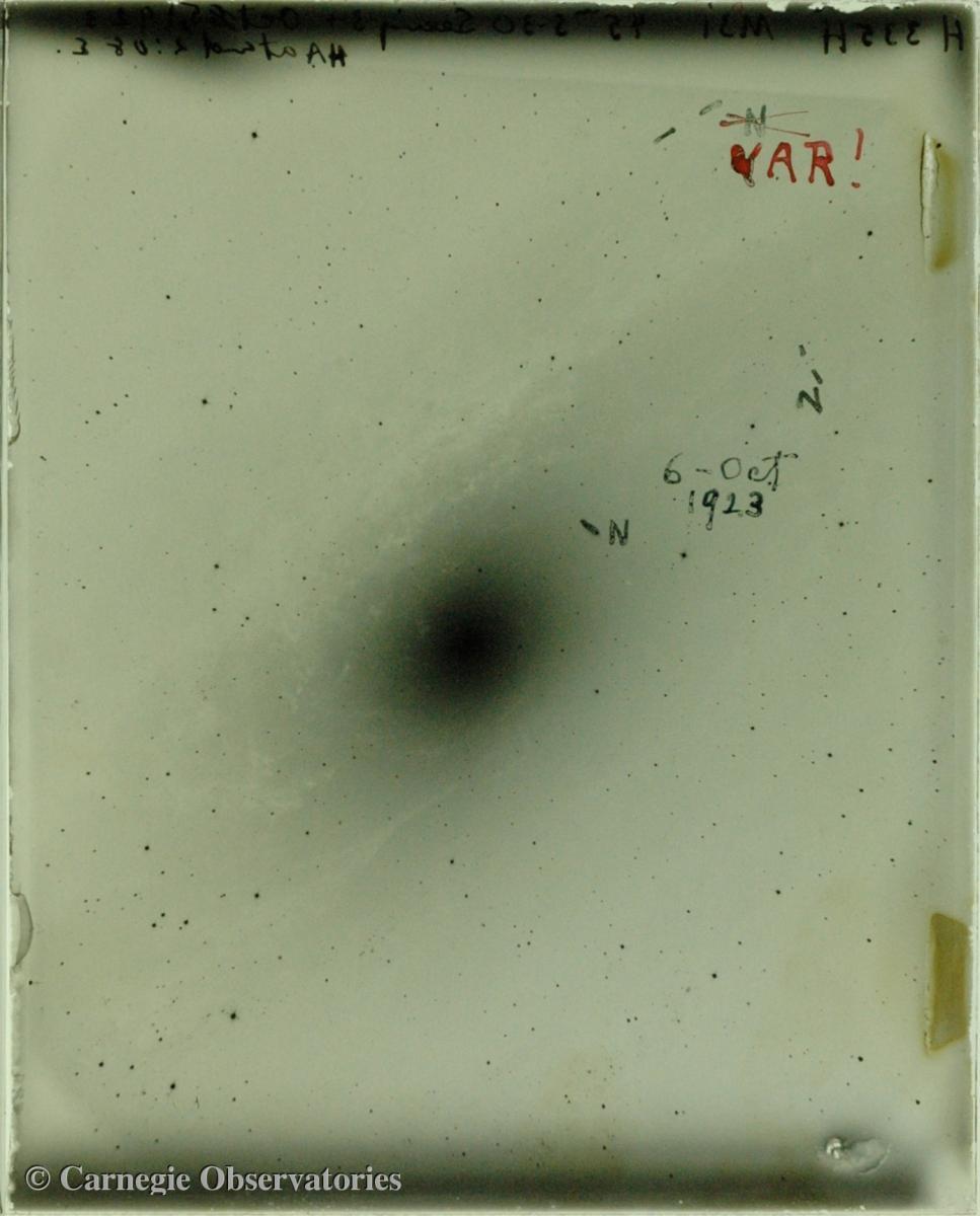 Edwin Hubble's Famous Glass Slide of the M31 Andromeda Galaxy