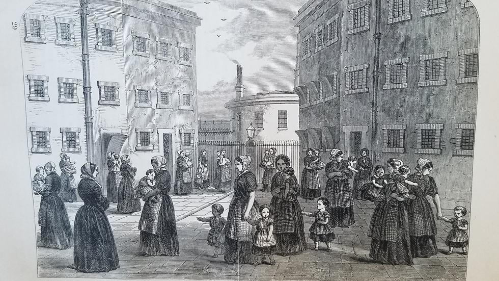 Image of children and mothers of Tothill Fields Prison in London, 1862