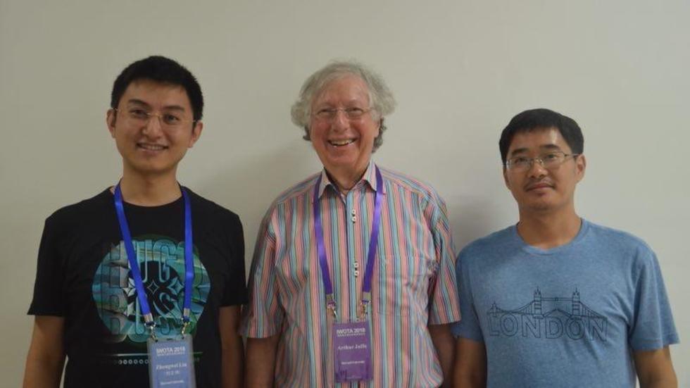 Zhengwei, Arthur and Jinsong at the IWOTA 2018 conference on operator algebras at East China Normal University in Shanghai.