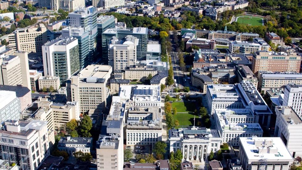 An aerial view of the Harvard Medical School campus