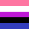 Image of genderfluid pride flag, which has five horizontal stripes of equal width in peach, white, magenta, black, and blue
