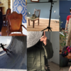 A collage of photos depicting scenes of people with camera equipment