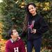 photo of Irfan on the left and Kirin Gupta on the right. Both are outside with fall leaves as a backdrop wearing Harvard sweaters
