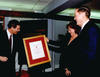 Image of Al and Celia Weatherhead and Neil Rudenstine at WCFIA dedication in 1998